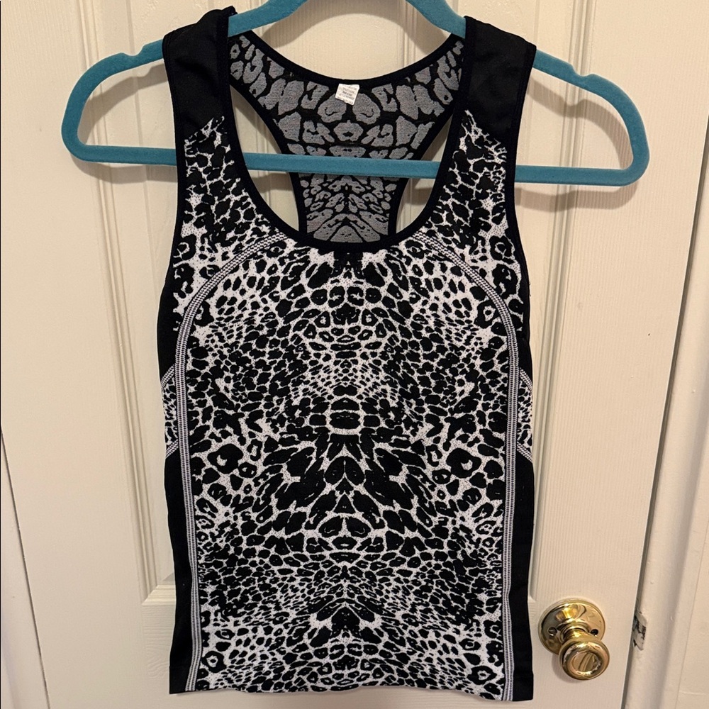 Electric Yoga Black and White Leopard Print Women's Tank Top M/L